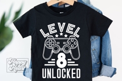 Level 8 Unlocked Birthday Boy Girl SVG - 8th Video Game PNG Product Image 1
