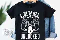 Level 8 Unlocked Birthday Boy Girl SVG - 8th Video Game PNG Product Image 1