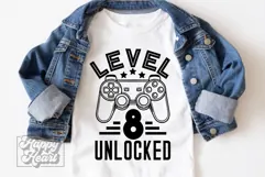 Level 8 Unlocked Birthday Boy Girl SVG - 8th Video Game PNG Product Image 5