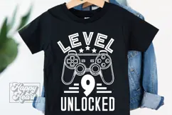 Level 9 Unlocked Birthday Boy Girl SVG - 9th Video Game PNG Product Image 5