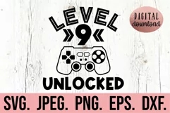 Level 9 Unlocked Birthday Boy SVG - 9th Video Gamer PNG Product Image 1