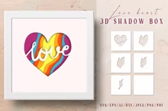 Love heart 3D Shadow Box- Valentine's day Cutting Files- SVG Product Image 3