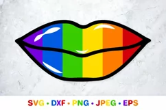 Rainbow lipstick kisses SVG. LGBT flag lips. Gay pride month Product Image 1