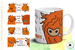 Sassy &amp; Naughty Highland Cow Mug Wrap | Cow PNG Designs Product Image 4