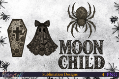 Lace Halloween Sublimation Designs | Moon child Product Image 1
