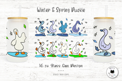 Cute Happy Duck Libbey Glass Wrap | 16 oz Glass Can PNG Product Image 1