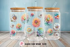 Tumbler Sublimation Flowers Bundle, 16 oz glass can wrap, libbey 16 oz template, can glass beer