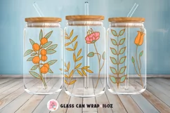 Tumbler Sublimation Flowers Bundle, 16 oz glass can wrap, libbey 16 oz template, can glass beer
