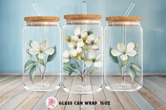 Tumbler Sublimation Flowers Bundle, 16 oz glass can wrap, libbey 16 oz template, can glass beer