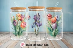 Tumbler Sublimation Flowers Bundle, 16 oz glass can wrap, libbey 16 oz template, can glass beer