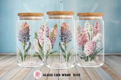 Tumbler Sublimation Flowers Bundle, 16 oz glass can wrap, libbey 16 oz template, can glass beer