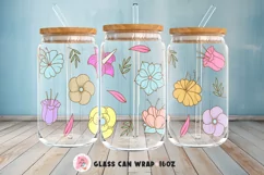Tumbler Sublimation Flowers Bundle, 16 oz glass can wrap, libbey 16 oz template, can glass beer