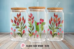 Tumbler Sublimation Flowers Bundle, 16 oz glass can wrap, libbey 16 oz template, can glass beer