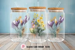 Tumbler Sublimation Flowers Bundle, 16 oz glass can wrap, libbey 16 oz template, can glass beer