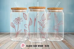 Tumbler Sublimation Flowers Bundle, 16 oz glass can wrap, libbey 16 oz template, can glass beer