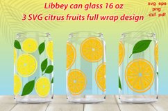 Bundle of 3 SVG tropical orange and lemon fruits wraps for Libbey can glasses, Tropical citrus fruits and leaves cutting pattern, full wrap.