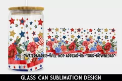 4th of July Floral Libbey Glass Can Sublimation PNG Product Image 2