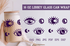Libbey Glass Can 16oz Wrap. Celestial Mystical Pattern SVG. Product Image 1