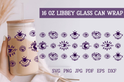 Libbey Glass Can 16oz Wrap. Eyes Mystical Pattern SVG. Product Image 1