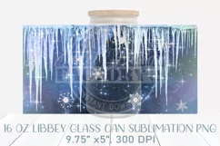 Christmas 16 oz libbey glass can, snow and glitters PNG Product Image 2