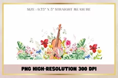 Violin Watercolor Flowers 16oz Libbey Glass Can Full Wrap Product Image 2