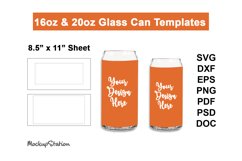 Glass Can Sublimation Template | 16oz &amp; 20oz Wrap Product Image 1