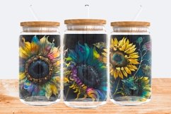 Tumbler Sublimation Sunflowers Bundle, 16 oz glass can wrap, libbey 16 oz template, can glass beer