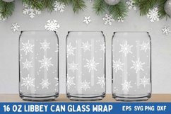 Christmas can glass wrap, Sublimation christmas snowflakes Product Image 1