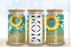 Sunflowers glass can wrap, Personalized mom glass can Product Image 1