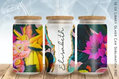 personalized 16 oz libbey can glass PNG, tropical can glass Product Image 1