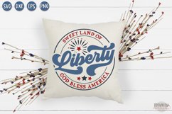 Sweet Land of Liberty July 4th Farmhouse Round Sign SVG Product Image 1