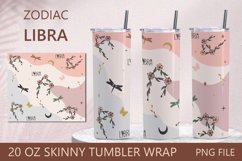 Zodiac 20 oz skinny tumbler wrap, Flower horoscope libra png Product Image 1