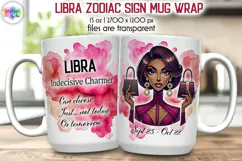 Zodiac Sign Mug Wrap PNG, Libra 15oz Sublimation Design Product Image 1