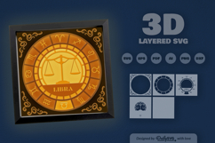 Libra Zodiac 3D Shadow Box Layered Papercut Product Image 1