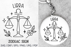 Libra Zodiac Sign SVG – cute libra illustration with floral details and stars. Perfect for astrology t-shirts, mugs, tote bags, keychains, zodiac stickers, planners, posters, invitations, horoscope crafts, and birthday gifts.