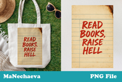 Read Books Raise Hell PNG | Funny Library Card Printable Product Image 1