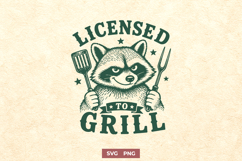 Licensed to Grill SVG - Funny Raccoon BBQ PNG - Trash Panda Product Image 1