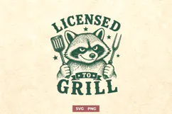 Licensed to Grill SVG - Funny Raccoon BBQ PNG - Trash Panda Product Image 1