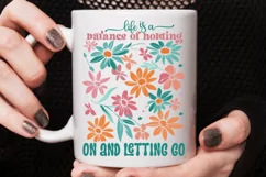 Life Is A Balance Of Holding SVG, Boho Retro Flowers SVG Product Image 2