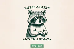 Life Is A Party And I Am A Pinata SVG - Funny Raccoon PNG Product Image 1