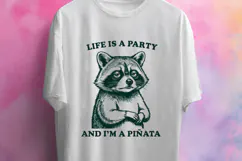 Life Is A Party And I Am A Pinata SVG - Funny Raccoon PNG Product Image 2