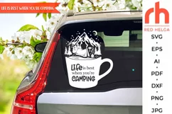 life best camping svg, lake mountains svg, starry landscape svg, camper mug svg, pine forest svg, woodland scene svg, night forest svg, outdoor shirt, camper tent svg, campfire scene svg, summer decor svg, adventure theme svg, hiking design