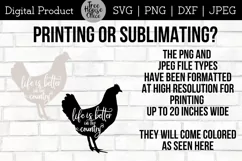 instructions for using this country life quote digital file in png or jpeg format for sublimation or printing projects.  2 color variations are included in farm life design