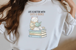 Life is better with cats and books png Product Image 2