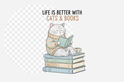 Life is better with cats and books png Product Image 1