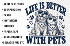 Life Is Better with Pets PNG | Golden Retriever & Cat Lover Product Image 2
