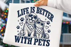 Life Is Better with Pets PNG | Golden Retriever & Cat Lover Product Image 3
