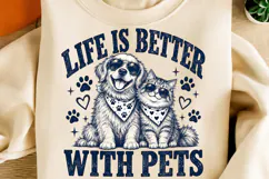Life Is Better with Pets PNG | Golden Retriever & Cat Lover Product Image 4