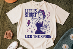 LIFE IS SHORT LICK THE SPOON, Trendy Retro Housewife Design Product Image 2