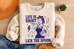 LIFE IS SHORT LICK THE SPOON, Trendy Retro Housewife Design Product Image 4
